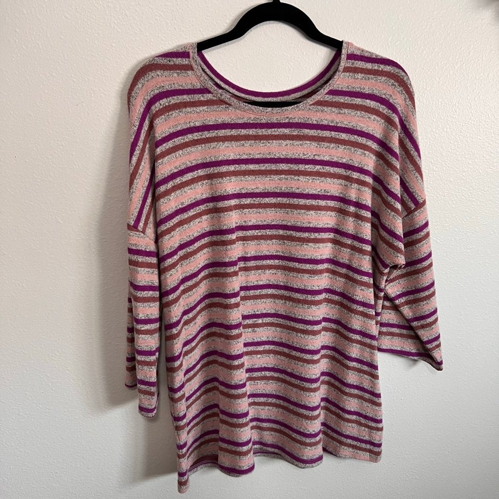 Torrid Super Soft Pink/Purple Stripe Sweater